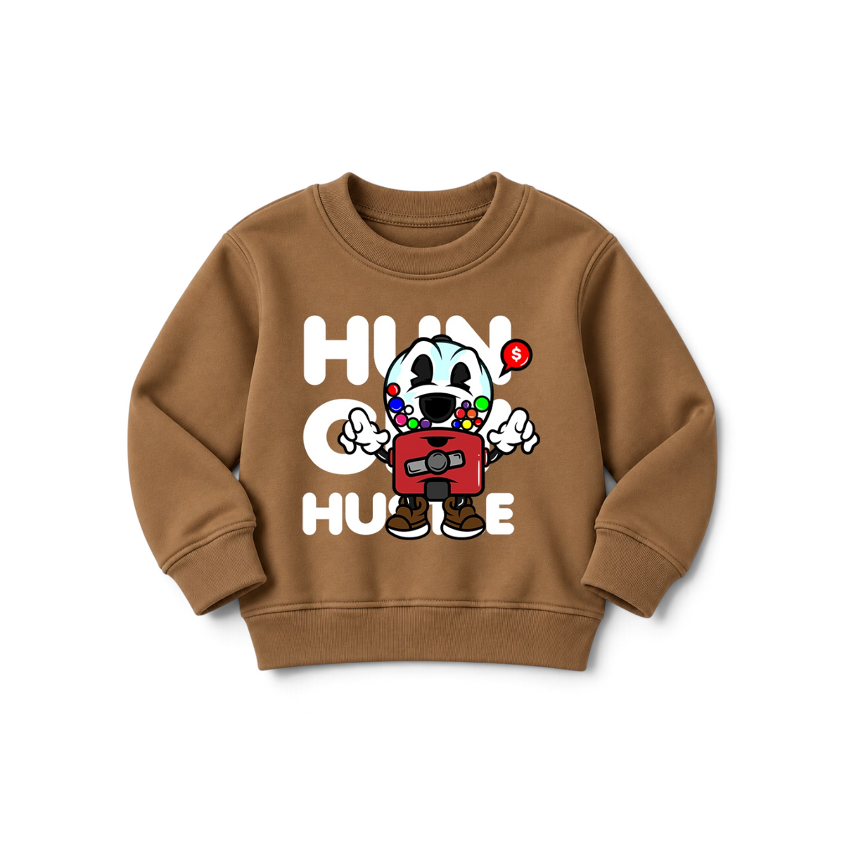 Hungry Hustle by JagRaw “Gum-Ball” Toddler Fleece Sweatshirt- Coyote Brown