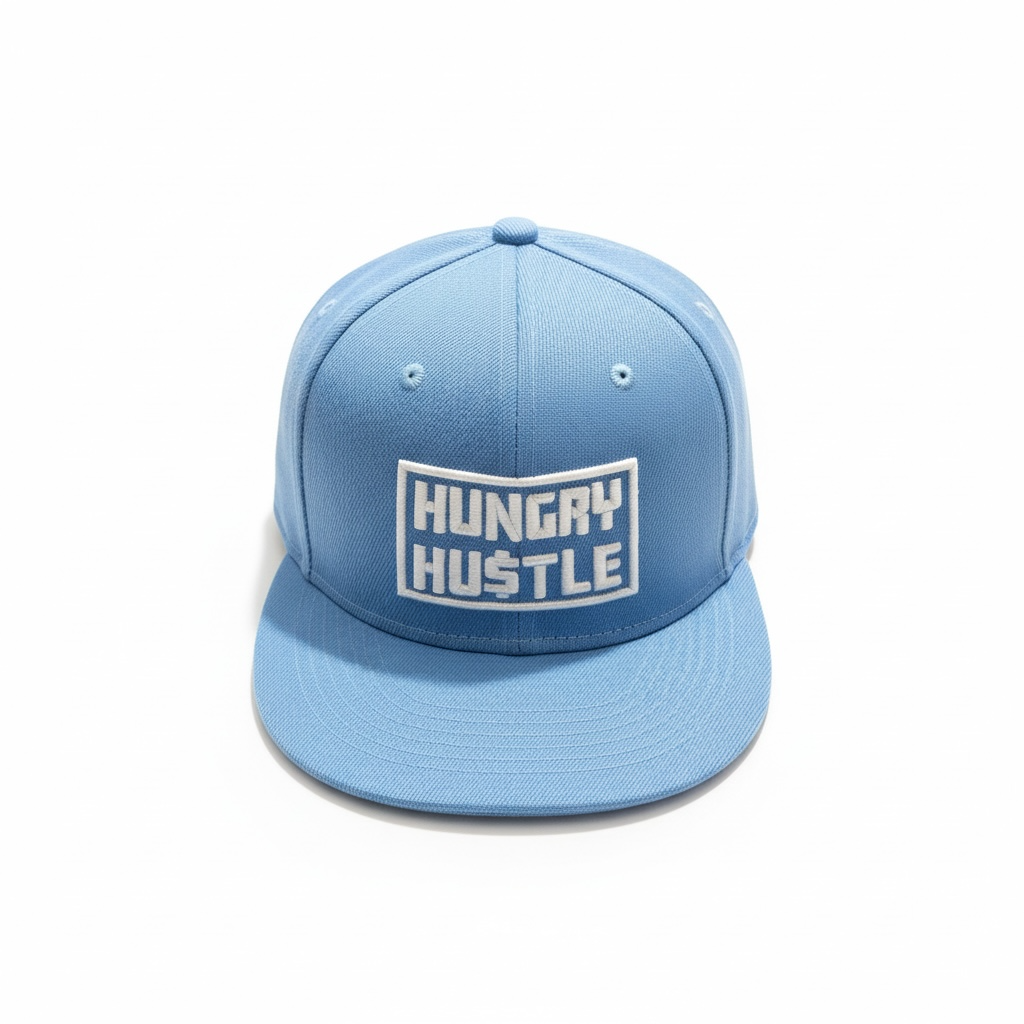 Hungry Hustle by JagRaw Fitted Snapback- Light Blue
