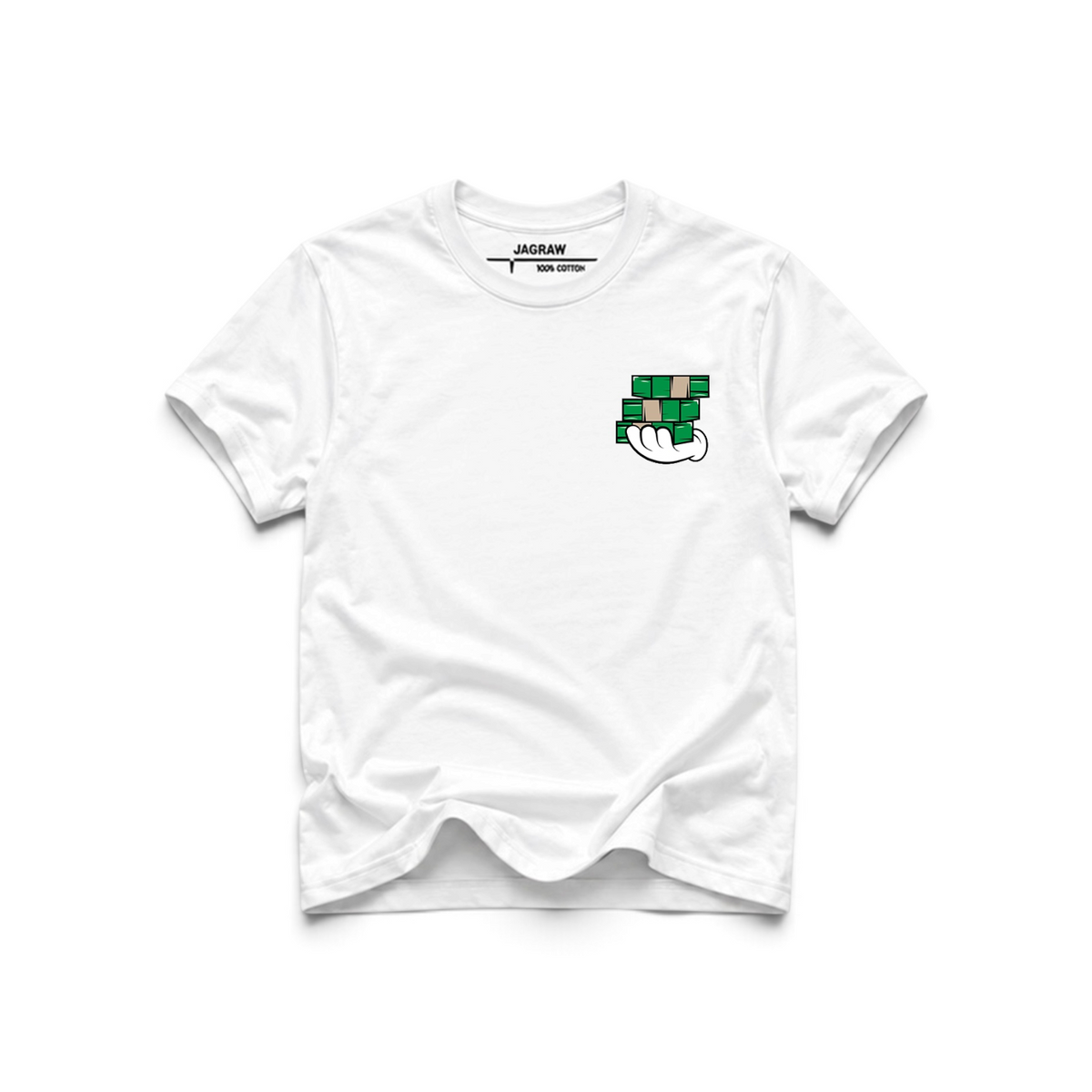 Hungry Hustle by JagRaw “Hand It Over” T-shirt- White