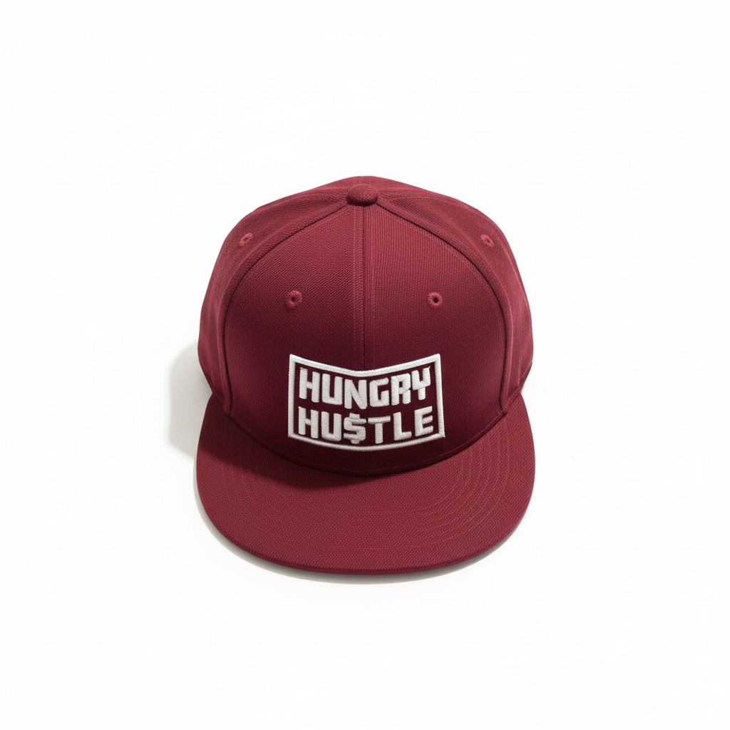 Hungry Hustle by JagRaw Fitted Snapback- Burgundy