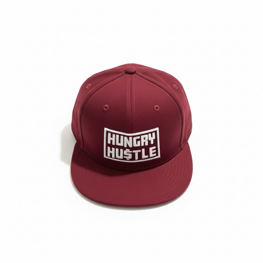 Hungry Hustle by JagRaw Fitted Snapback- Burgundy