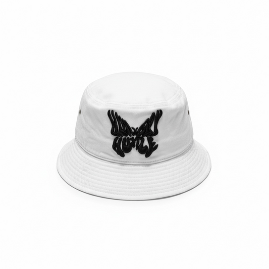 Hungry Hustle by JagRaw “Butterfly” Bucket Hat- White