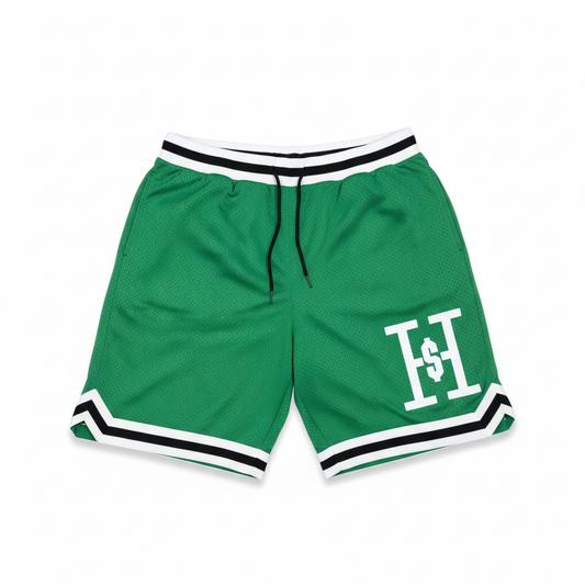 Hungry Hustle by JagRaw “Hourglass” Mesh Shorts- Kelly Green/White