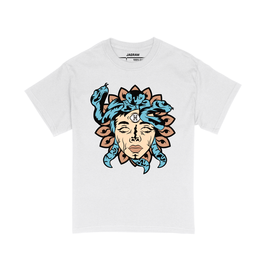 Medusa “Blue Snakes” Lightweight T-shirt – White