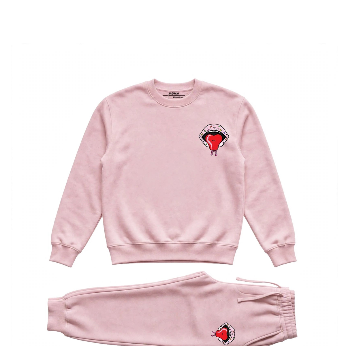 Hungry Hustle by JagRaw Sprinkle Lips Sweatsuit in Light Pink