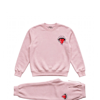 Hungry Hustle by JagRaw Sprinkle Lips Sweatsuit in Light Pink