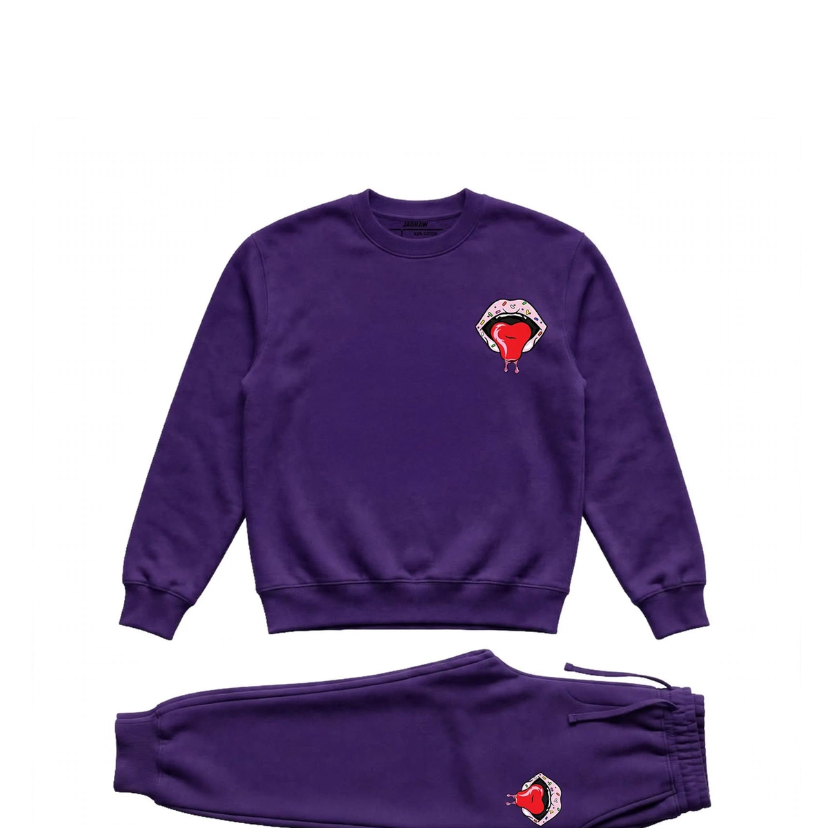Hungry Hustle by JagRaw Sprinkle Lips Sweatsuit in Purple