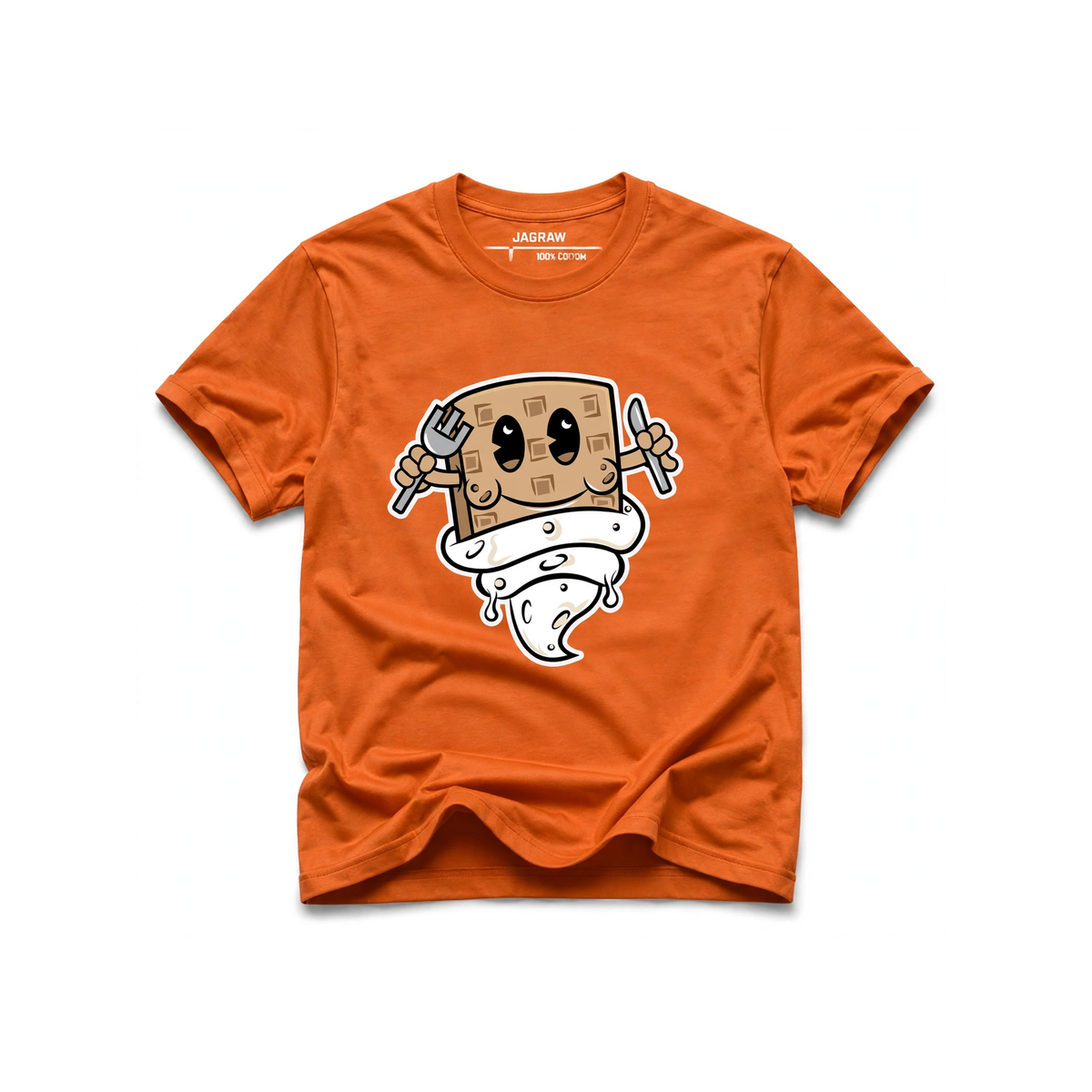 Hungry Hustle by JagRaw Waffle Boy T-shirt in Orange