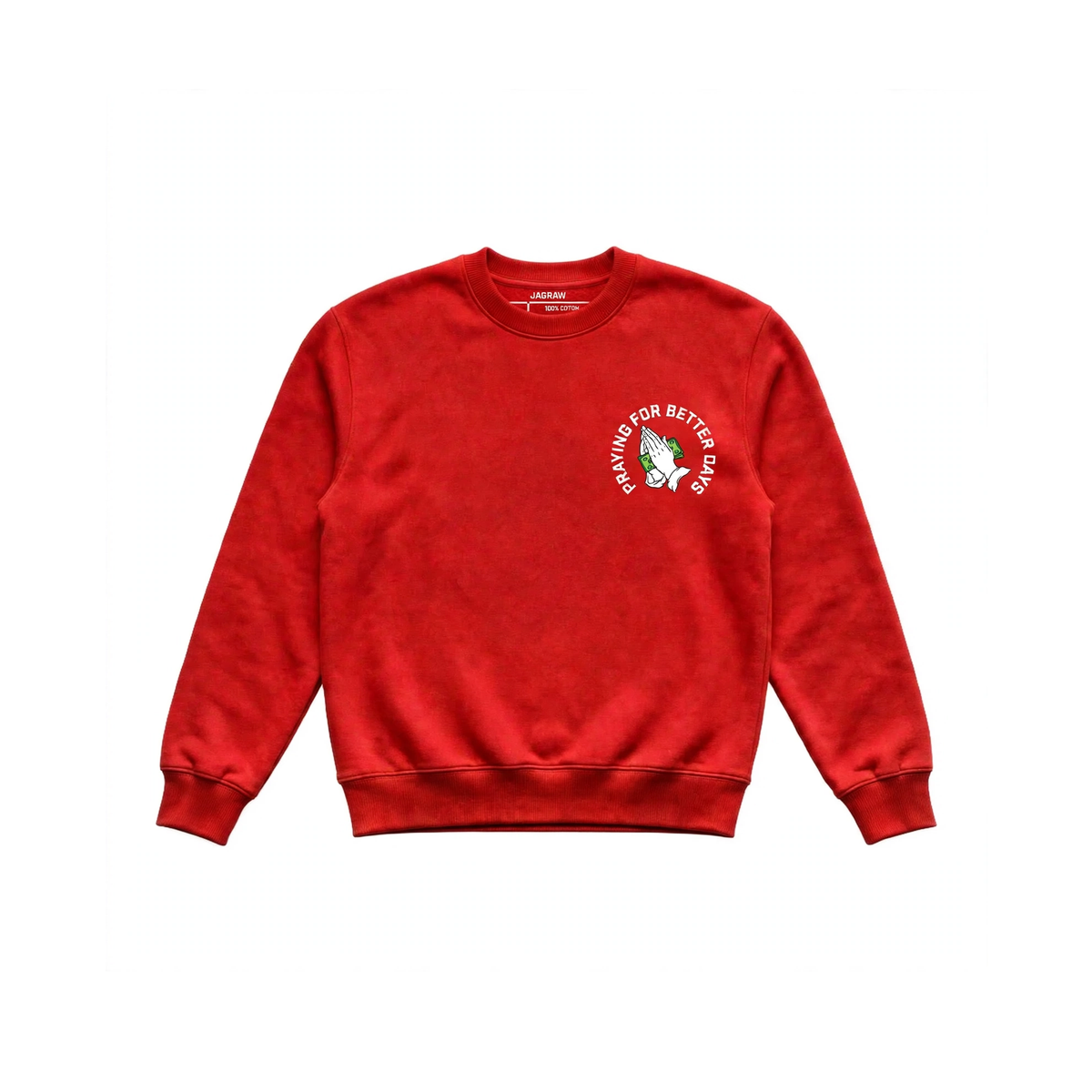 Hungry Hustle by JagRaw Praying Hands Sweatshirt in Red