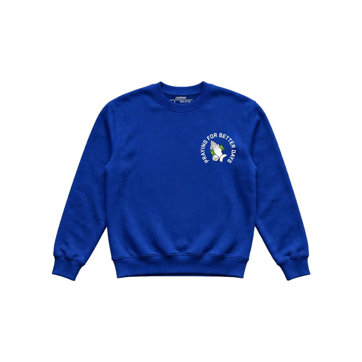 Hungry Hustle by JagRaw Praying Hands Sweatshirt in Royal Blue