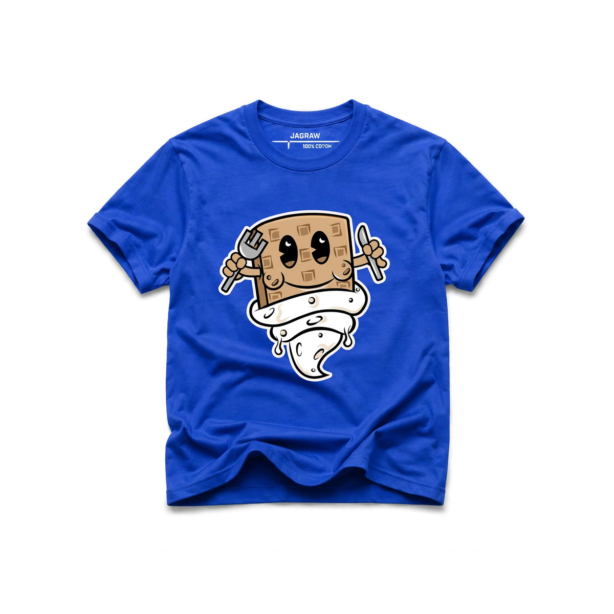 Hungry Hustle by JagRaw Waffle Boy T-shirt in Royal Blue