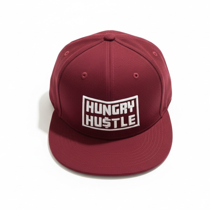 Hungry Hustle by JagRaw Logo Snapback in Burgundy