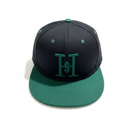 Hungry Hustle by JagRaw Logo Snapback in Green and Black