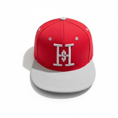 Hungry Hustle by JagRaw Logo Snapback in Light Grey and Red