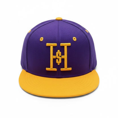 Hungry Hustle by JagRaw Logo Snapback in Purple and Yellow