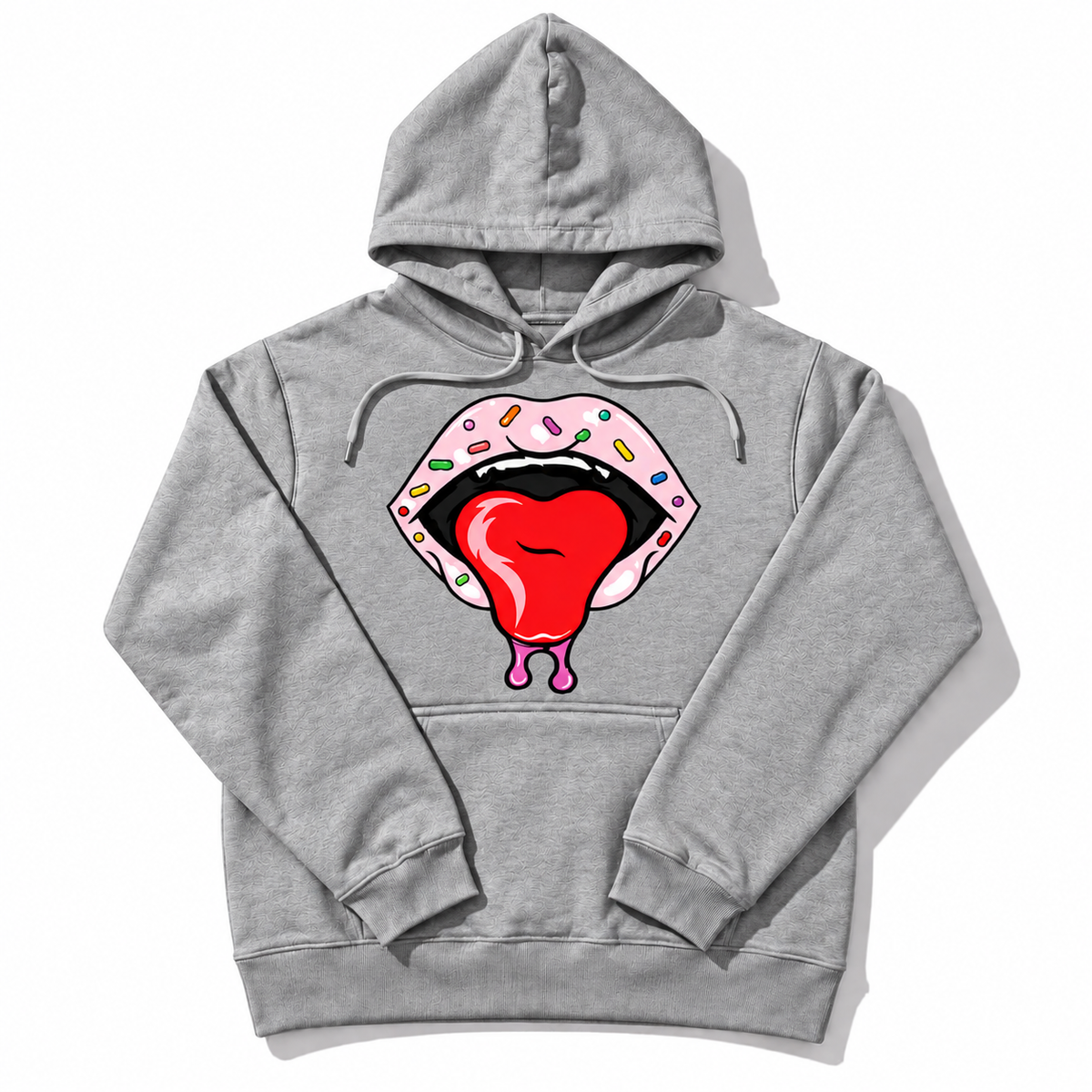 Heather Gray Sprinkle Lips hoodie